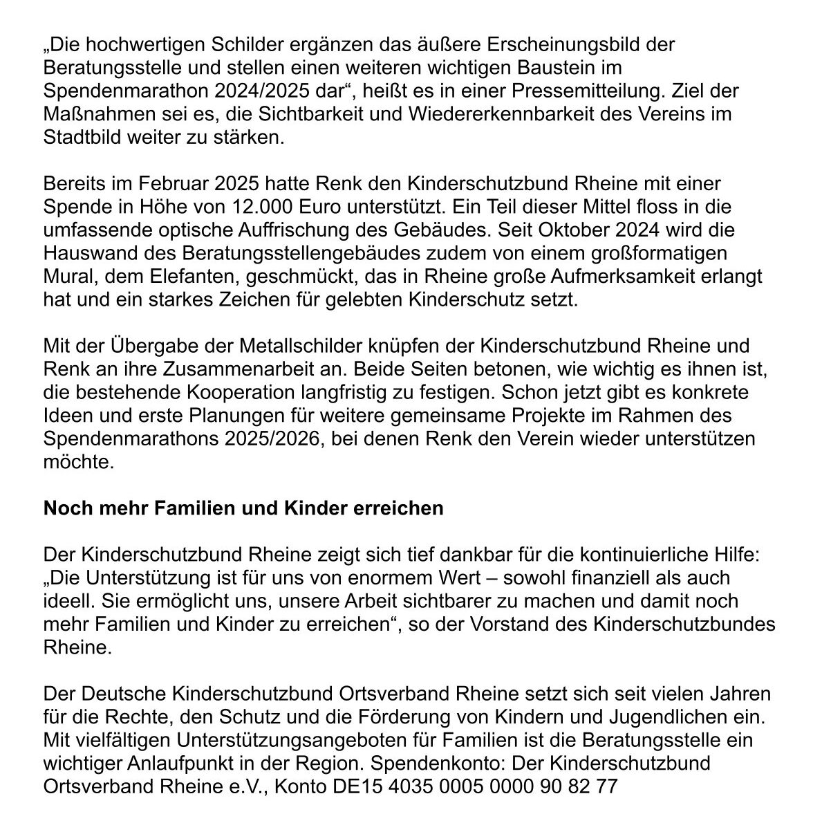 Foto 2 - Ein Schild für mehr Sichtbarkeit - Kinderschutzbund: Schilder von Renk