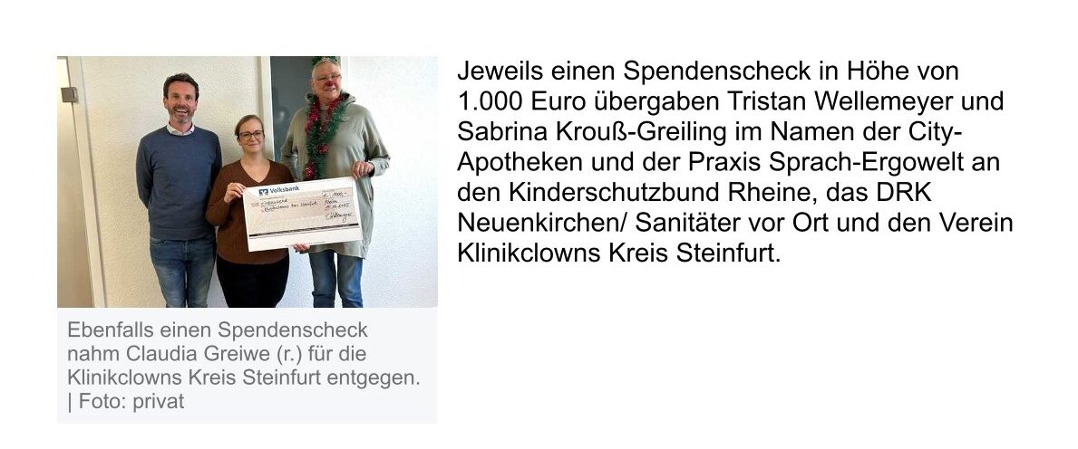 Foto 3 - Spendenaktion erfolgreich beendet - "Sprachwelt & Ergowelt" und City-Apotheken