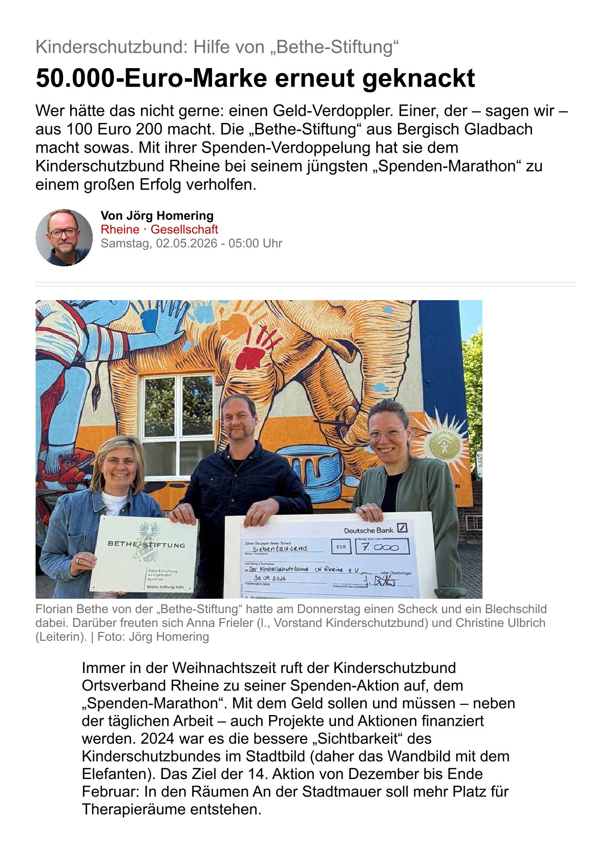 Foto 1 - Artikel 50000-Euro-Marke erneut geknackt