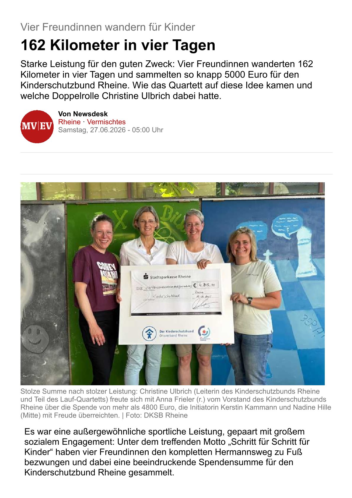 Bild 1 - Artikel 162 Kilometer in vier Tagen